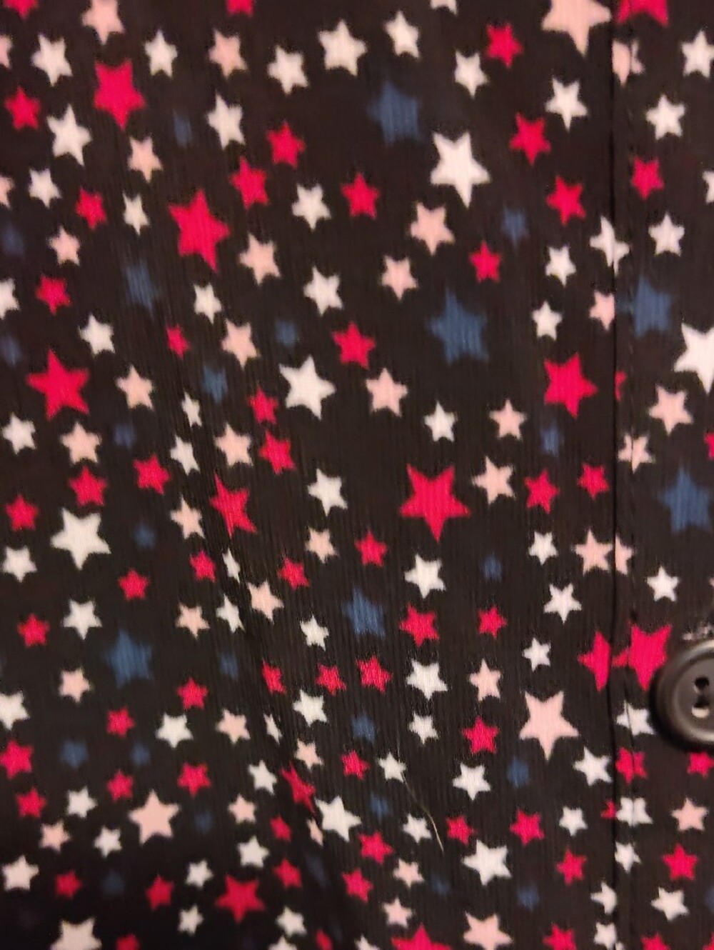 Catherines Black Star Print Button-Front Blouse - Picture 5 of 5